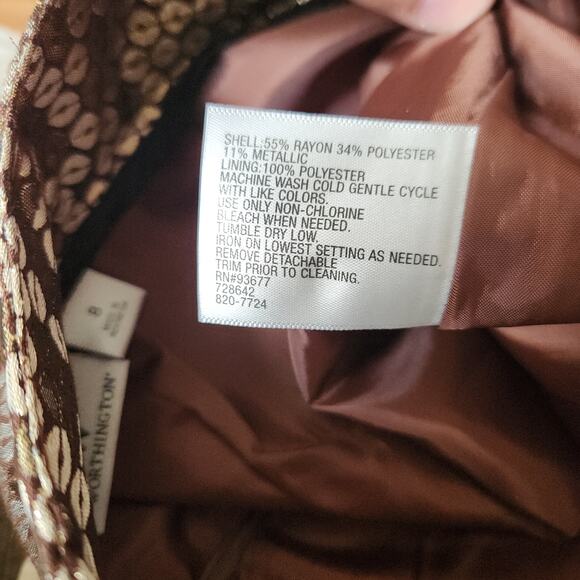 Worthington Gold Metallic Sequin Pencil Skirt with Belt Women’s Size 8 - Picture 2 of 10